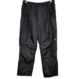 Vintage Adidas Track Pants Mens Medium Black Green Logo Zippered Leg Jogger